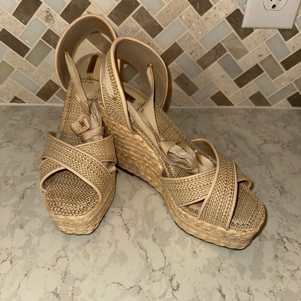 Sam Edelman Vaughn, Natural Weave, Tan Wedge Sandals
